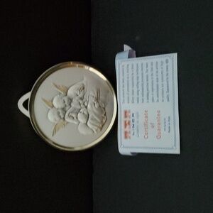 Elegant Silver-Toned Guardian Angels With Baby Ornament